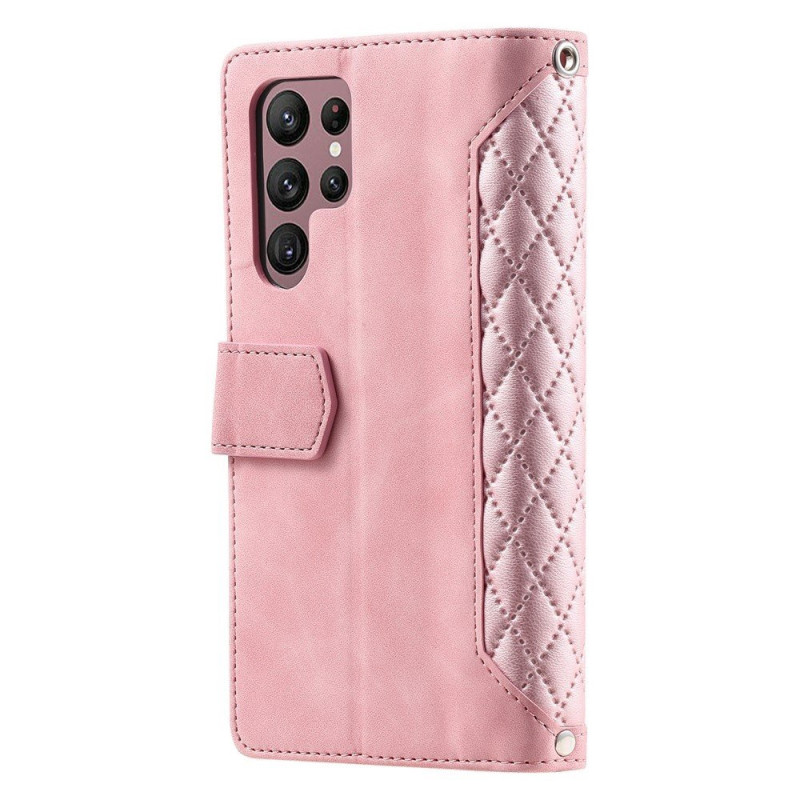 Samsung Galaxy S26 Ultra 5G Zipper Wallet Case Rhombus Stitching Line Puhelinsuojus