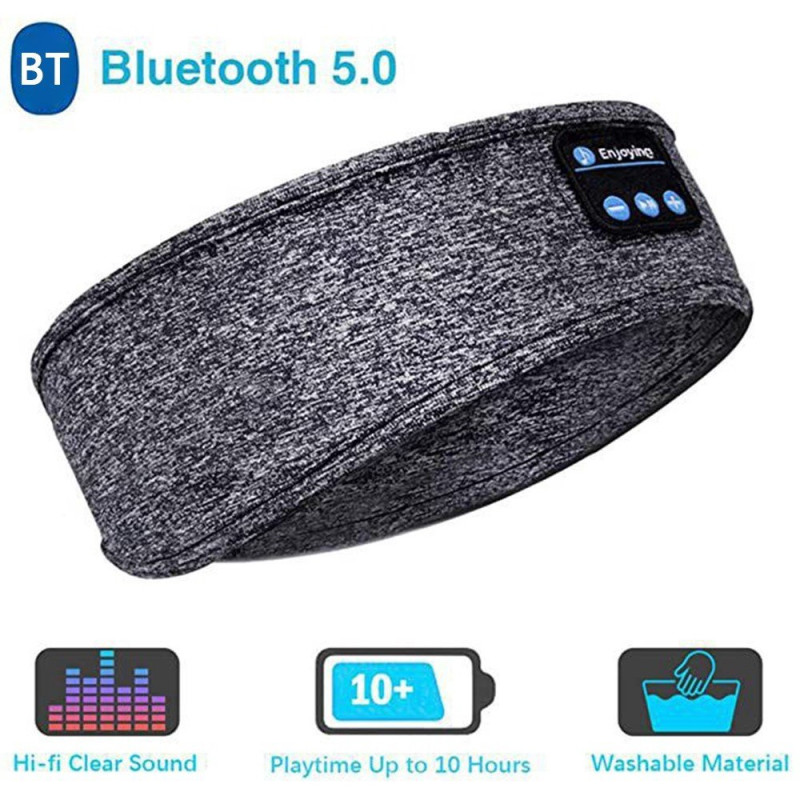 Bluetooth Sports Pandebånd Søvn Hovedtelefoner Musik Øjenmaske - Mørkegrå