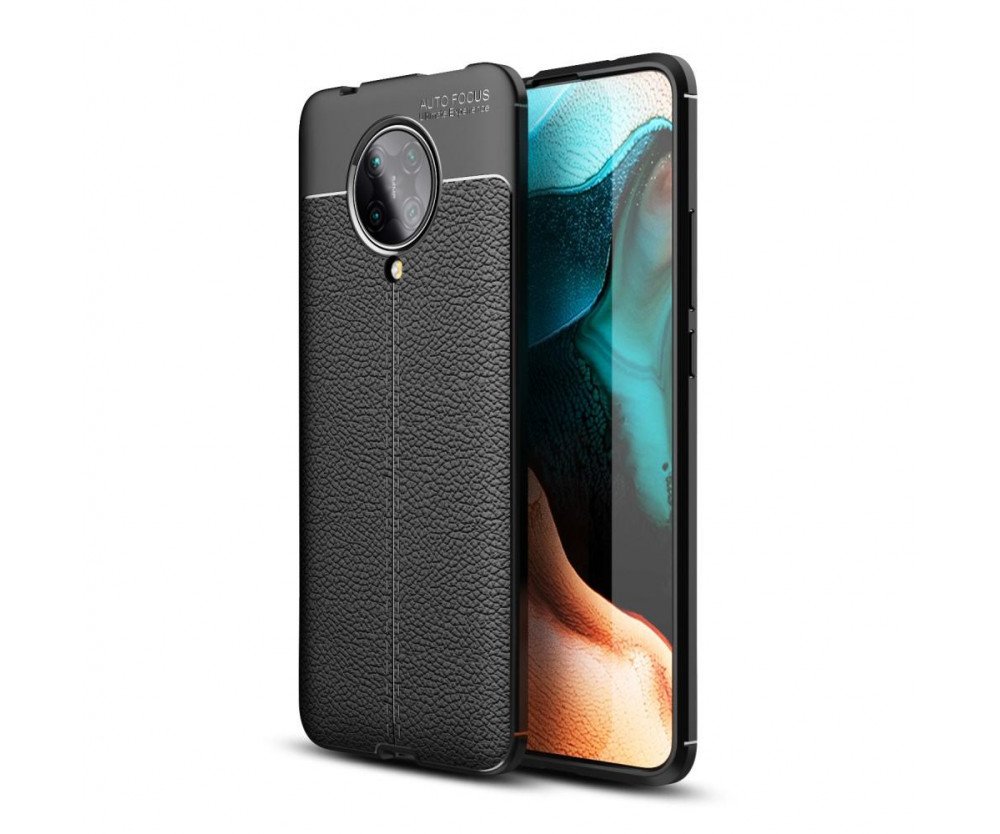 Xiaomi Poco F2 Pro TPU skal Litchi Texture - Svart