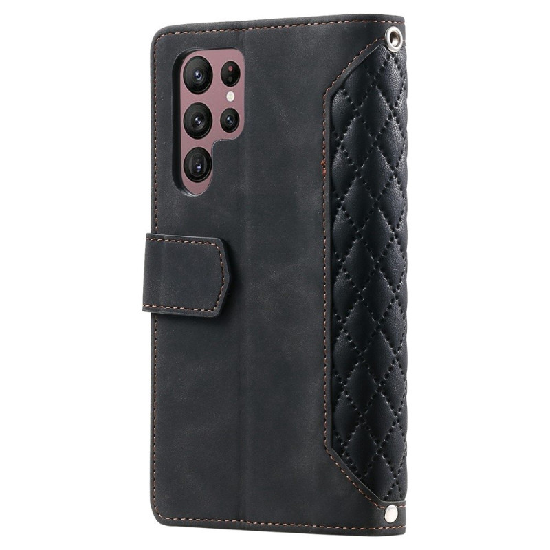 For Samsung Galaxy S26 Ultra 5G Zipper Wallet Case Rhombus Phone Cover