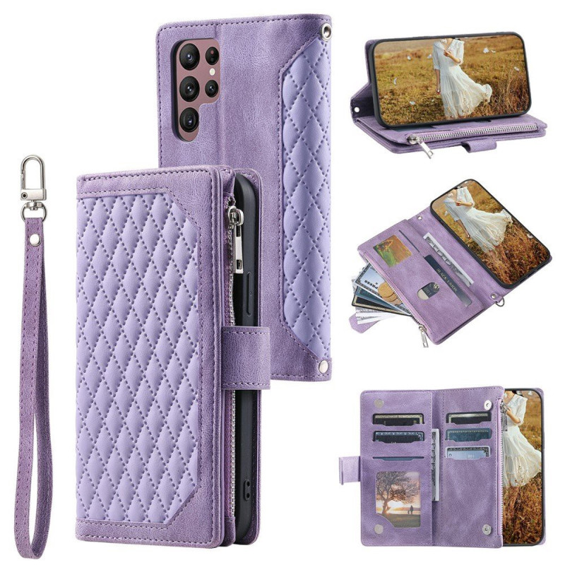 För Samsung Galaxy S26 Ultra 5G Zipper Wallet Case Rhombus Telefonfodral