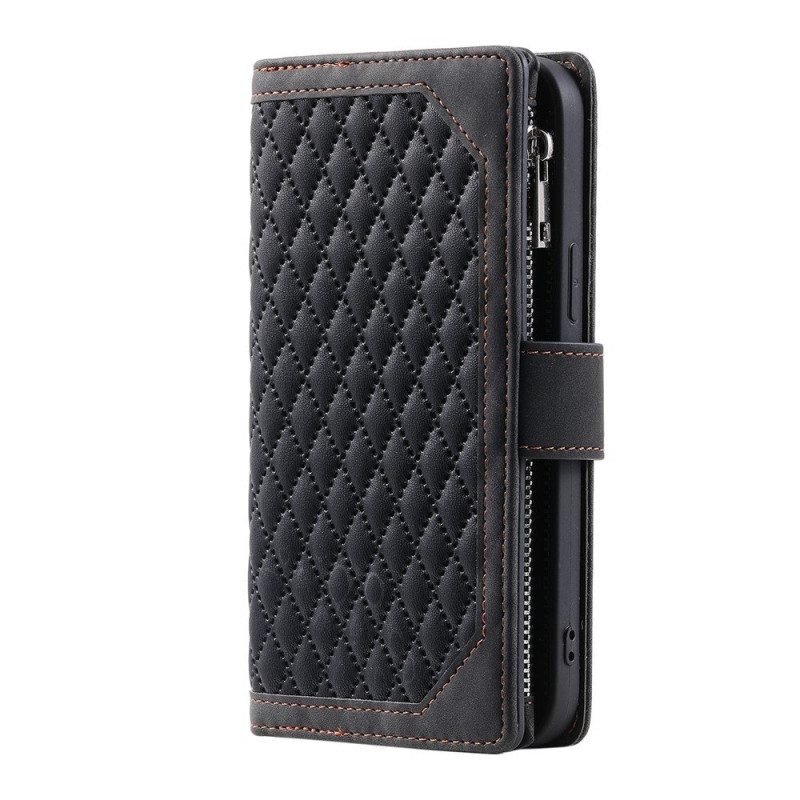 Til Samsung Galaxy S26+ 5G Lommebok-deksel med glidelås Rhombus Stitching Line Telefonveske