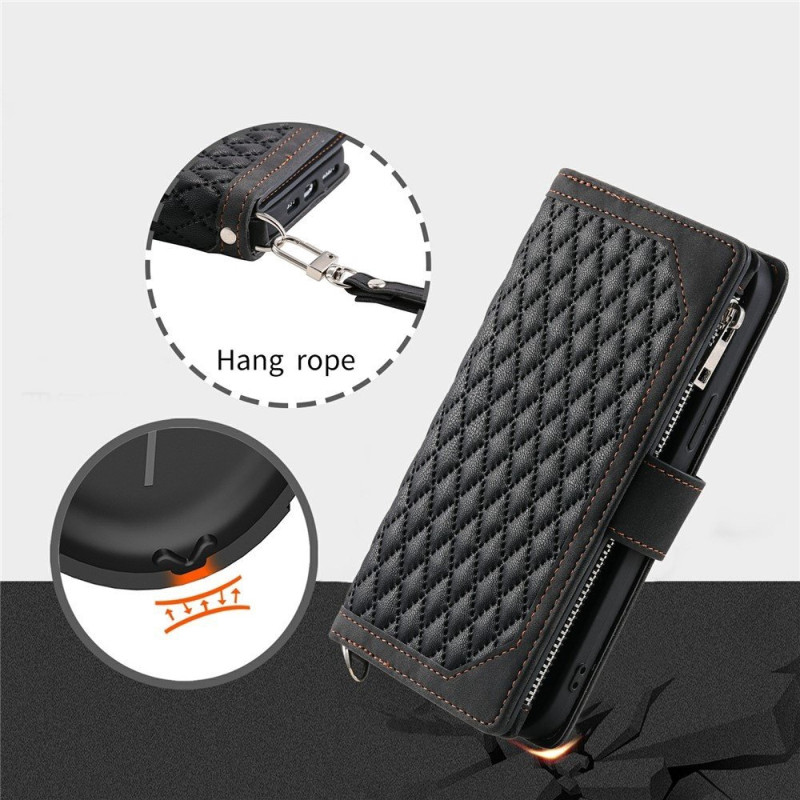 För Samsung Galaxy S26 Ultra 5G Zipper Wallet Case Rhombus Telefonfodral