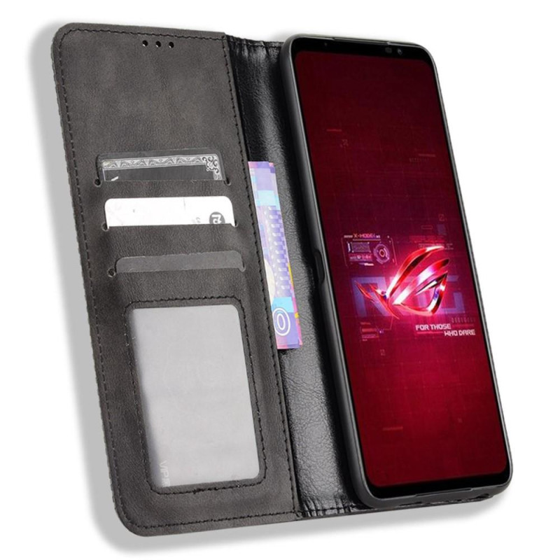Lompakkoteline kääntyvä puhelinkotelo Asus ROG Phone 6 5G/6 Pro 5G - musta