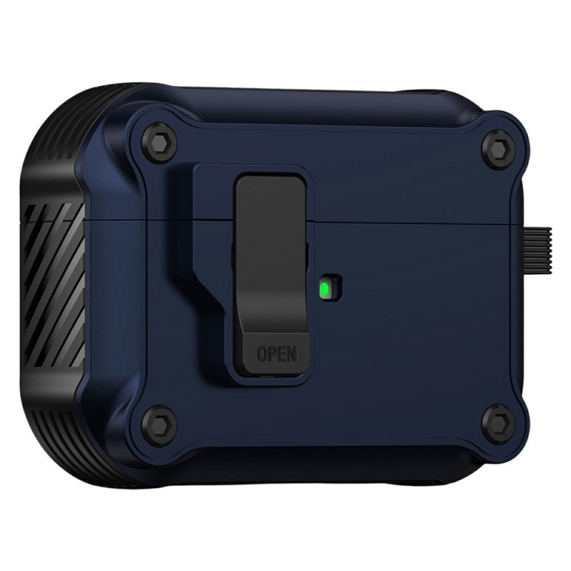 Til AirPods Pro 3 Beskyttende Etui TPU + PC Skal med Krog / Karabinhage - Mørkeblå
