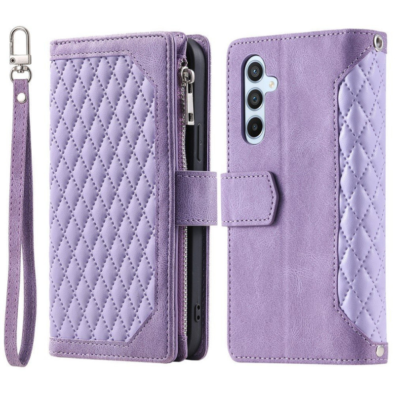 Til Samsung Galaxy S26+ 5G Lommebok-deksel med glidelås Rhombus Stitching Line Telefonveske