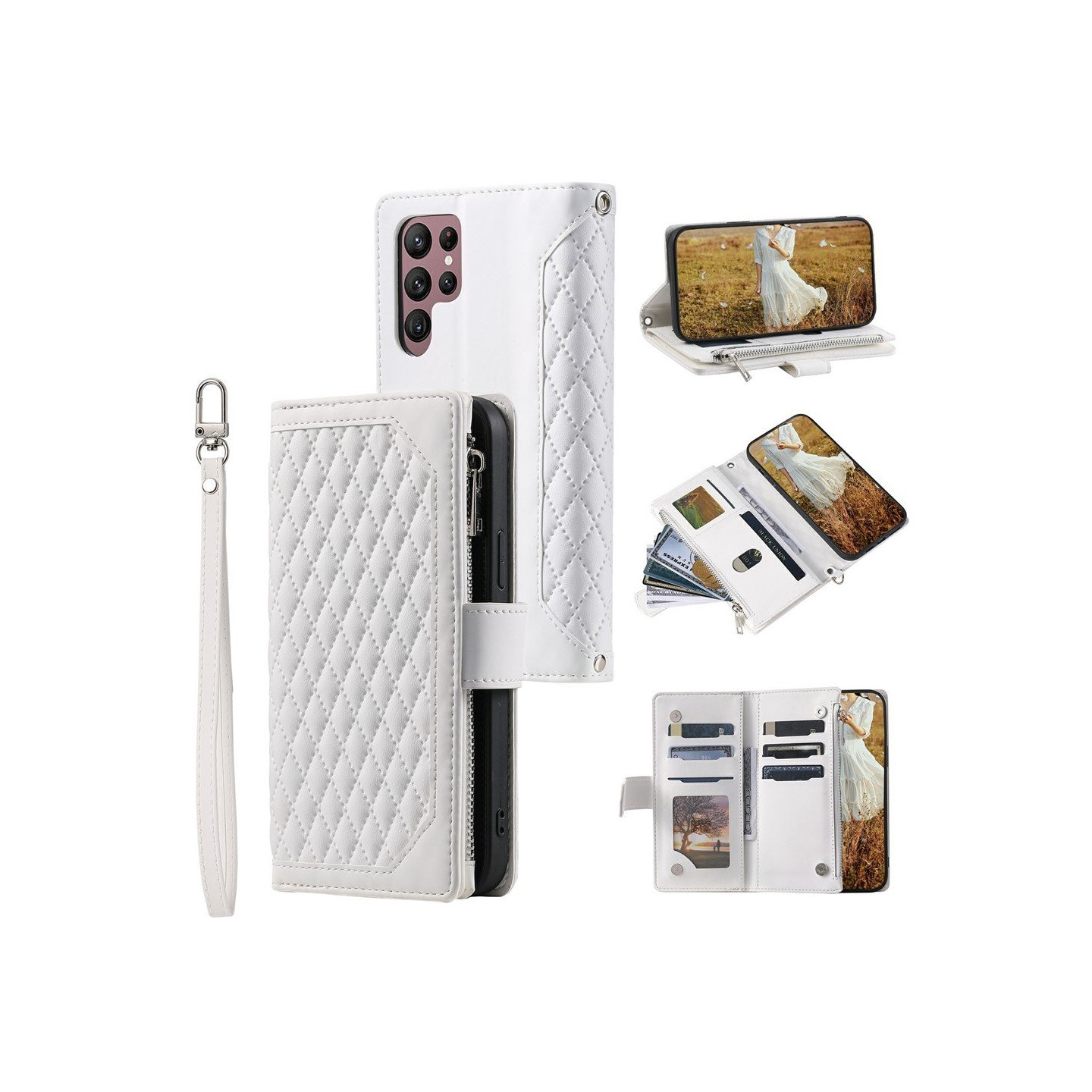 Samsung Galaxy S26 Ultra 5G Zipper Wallet Case Rhombus Stitching Line Puhelinsuojus