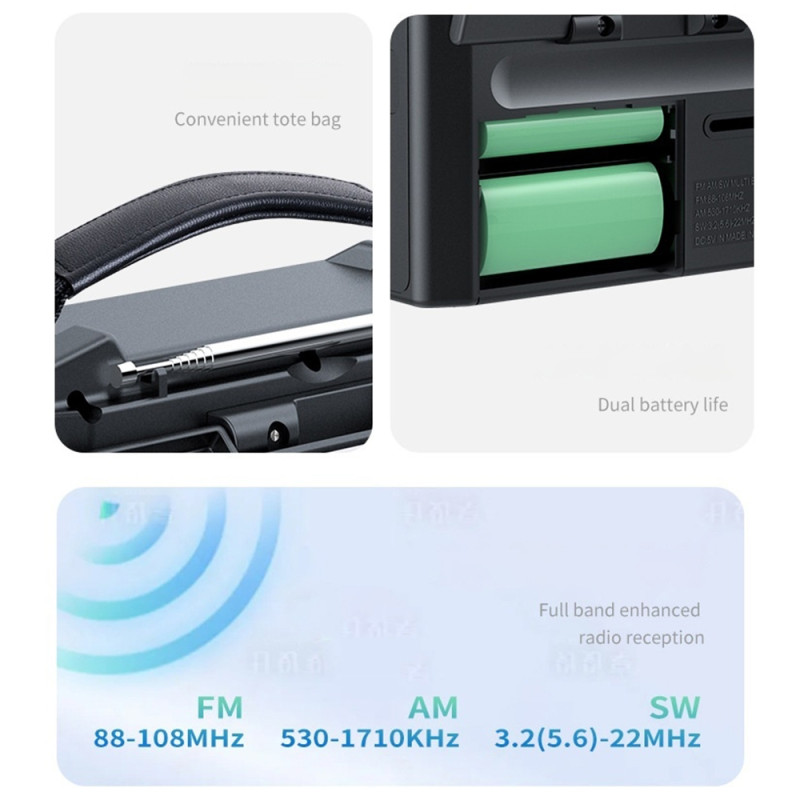 Aurinkokäyttöinen FM/AM/KV 3-kaistainen aurinkoradio Bluetooth-kaiutin hätävalo