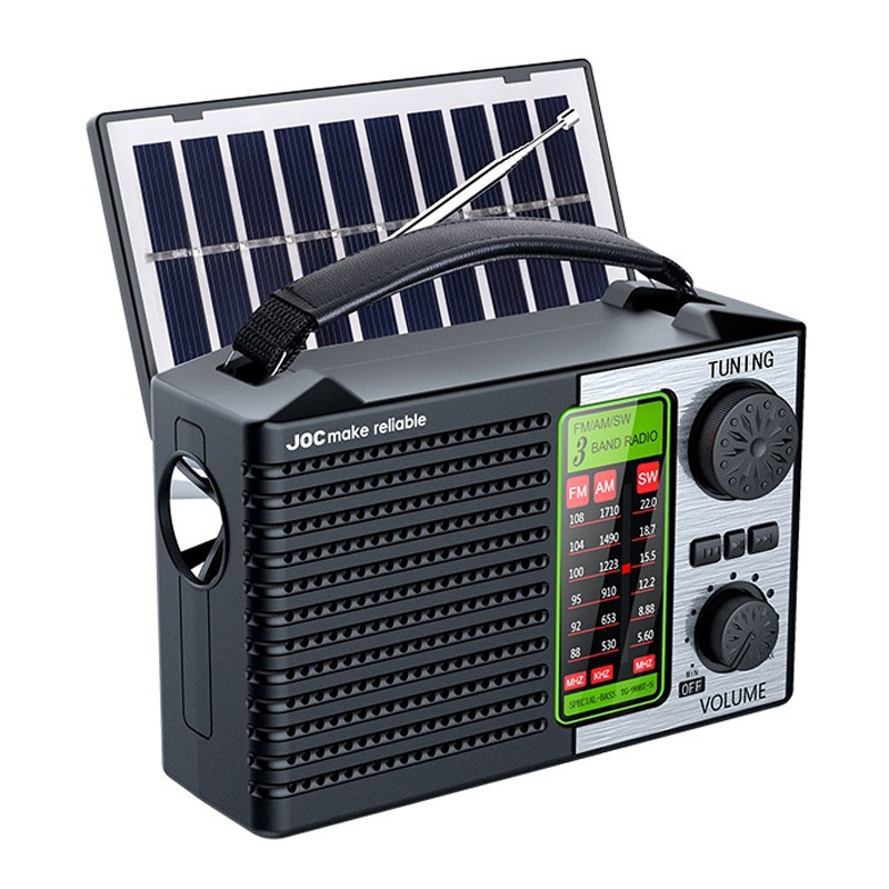Aurinkokäyttöinen FM/AM/KV 3-kaistainen aurinkoradio Bluetooth-kaiutin hätävalo