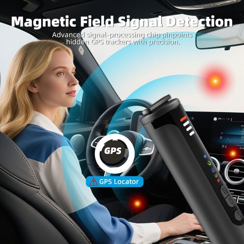 Piilokamera- ja vakoilulaiteilmaisin, jossa on GPS-signaalin ja magneettikentän tunnistus