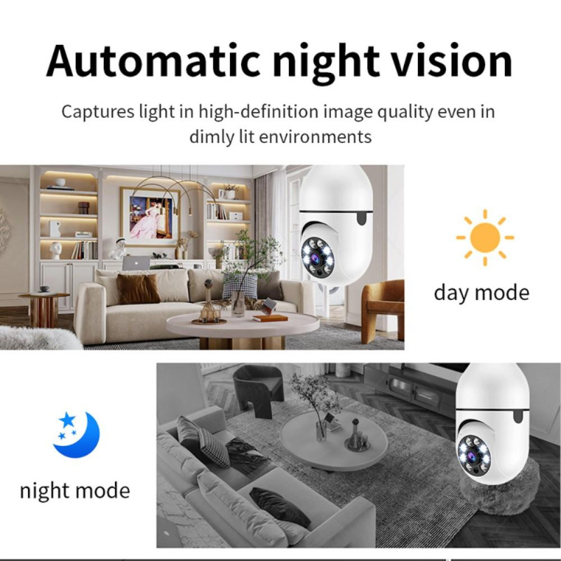 Home Security Camera Light Bulb Motion Detection WiFi CCTV IP Audio Two Way