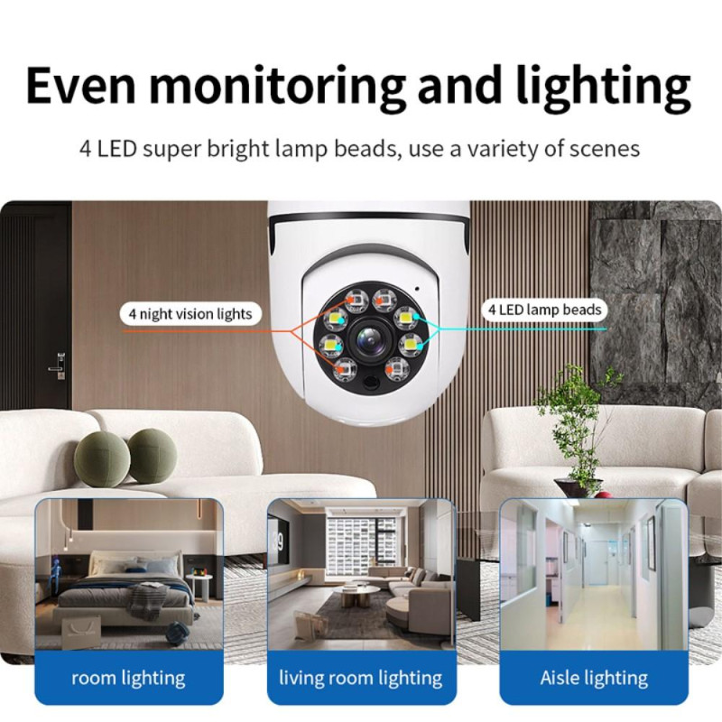 Home Security Camera Light Bulb Motion Detection WiFi CCTV IP Audio Two Way