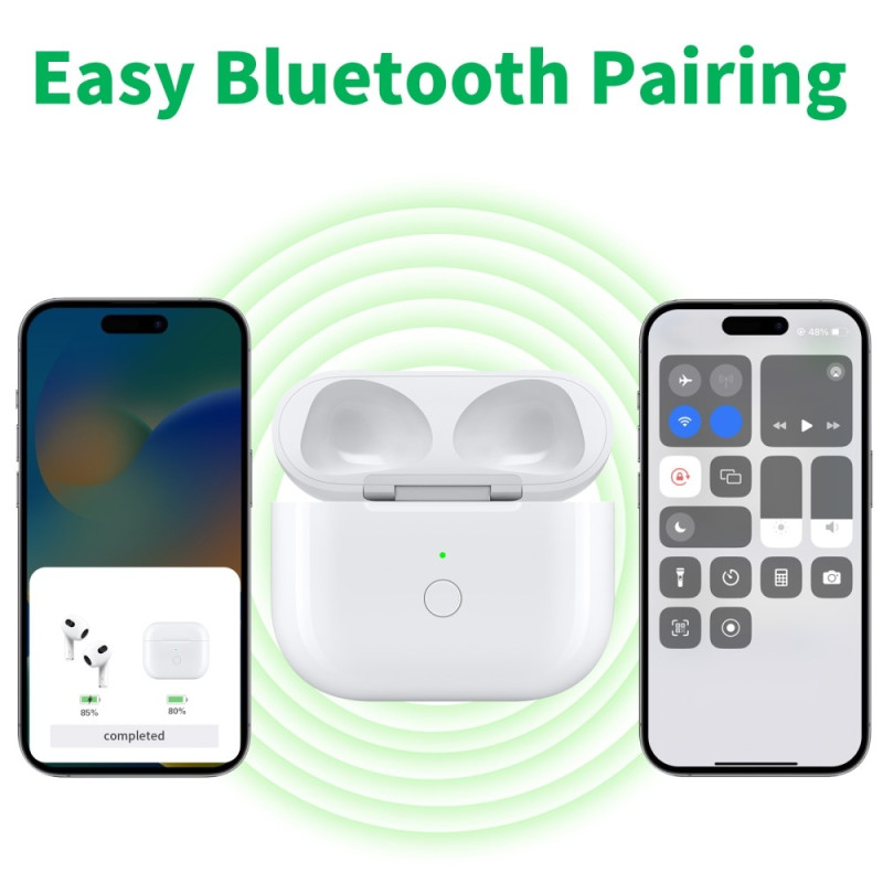 For AirPods 3 ladeveske Innebygd 620mAh batteri trådløs lading USB-C