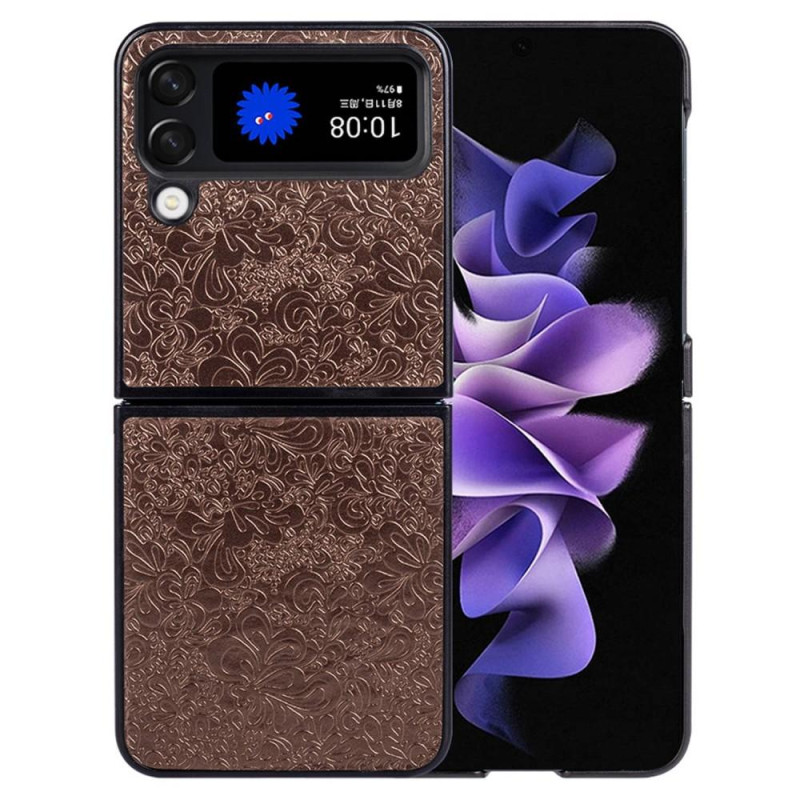 Samsung Galaxy Z Flip4 5G kukkakuvioinen puhelimen suojakotelo - ruskea