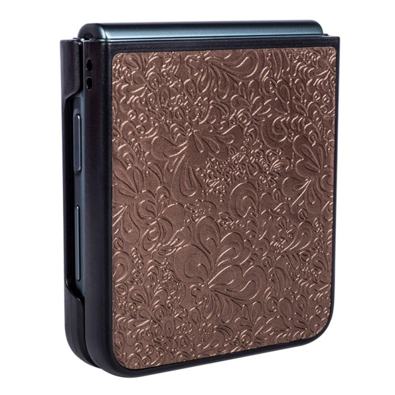 Samsung Galaxy Z Flip4 5G Blomstermønster Telefonetui Beskyttelsesdæksel - Brun