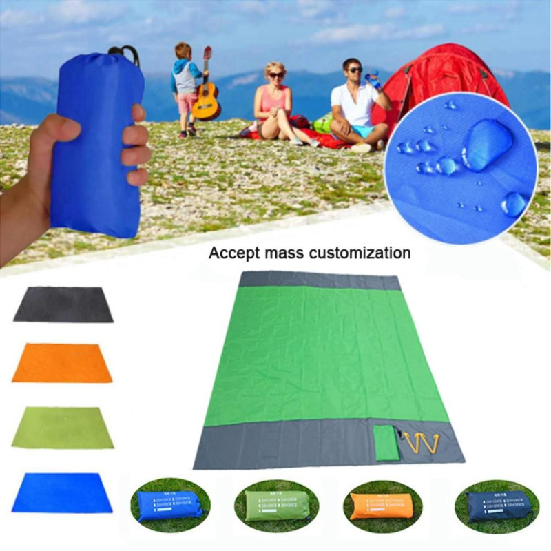 Beach Blanket 210x200cm Large Sandproof Waterproof Beach Mat - Blue