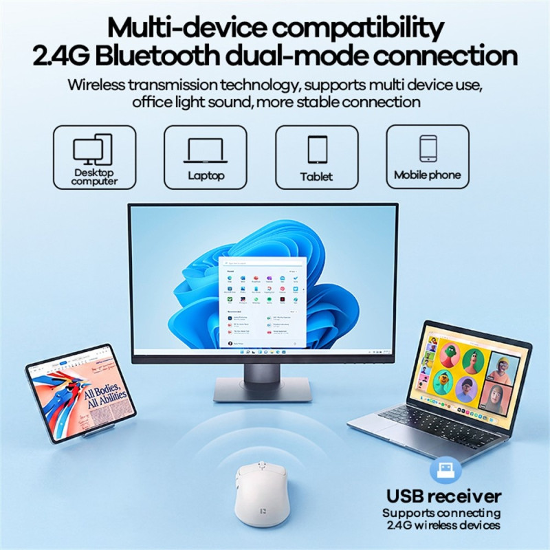 Tietokoneen Hiiri Langaton Hiiri REMAX WM-01 2.4G Bluetooth DPI Säädettävä Ergonominen Hiljainen