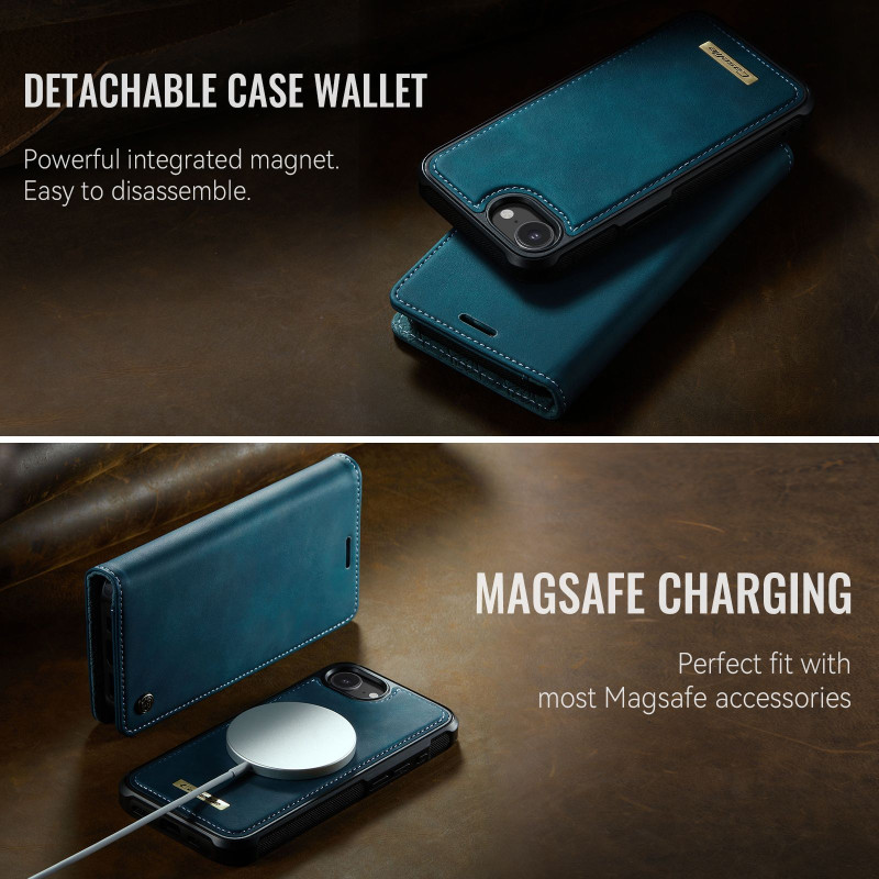 CASEME For iPhone 17e / 16e Wallet Case Magnetic Detachable RFID Blocking 