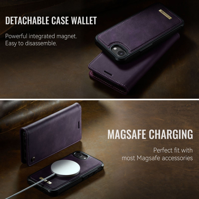 CASEME Til iPhone 17e / 16e  Pungcover Magnetisk Aftagelig RFID Beskyttelse