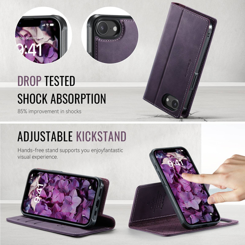 CASEME For iPhone 17e / 16e Wallet Case Magnetic Detachable RFID Blocking 
