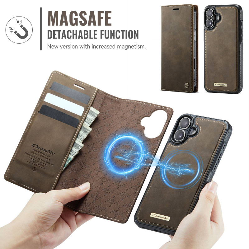 CASEME Til iPhone 17  Pungcover Magnetisk Aftagelig RFID Beskyttelse - Coffee