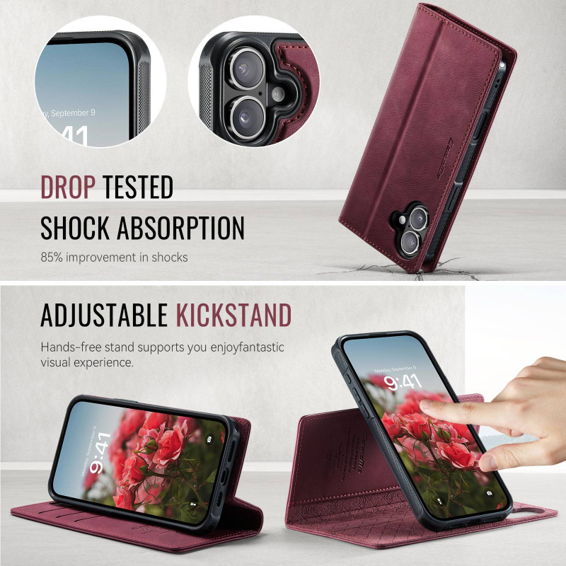 CASEME For iPhone 17 Wallet Case Magnetic Detachable RFID Blocking