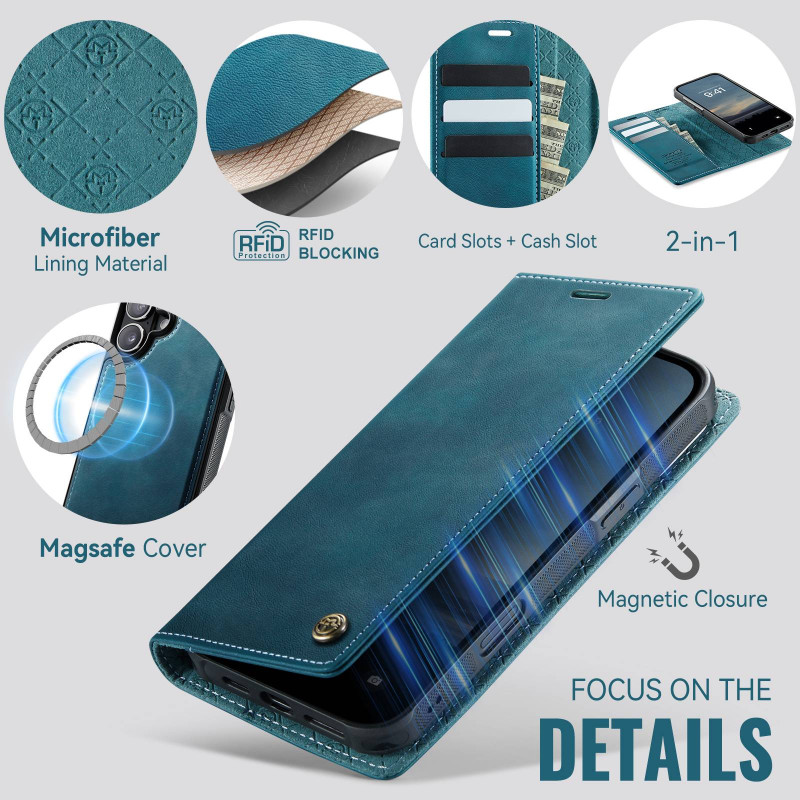CASEME For iPhone 17 Wallet Case Magnetic Detachable RFID Blocking