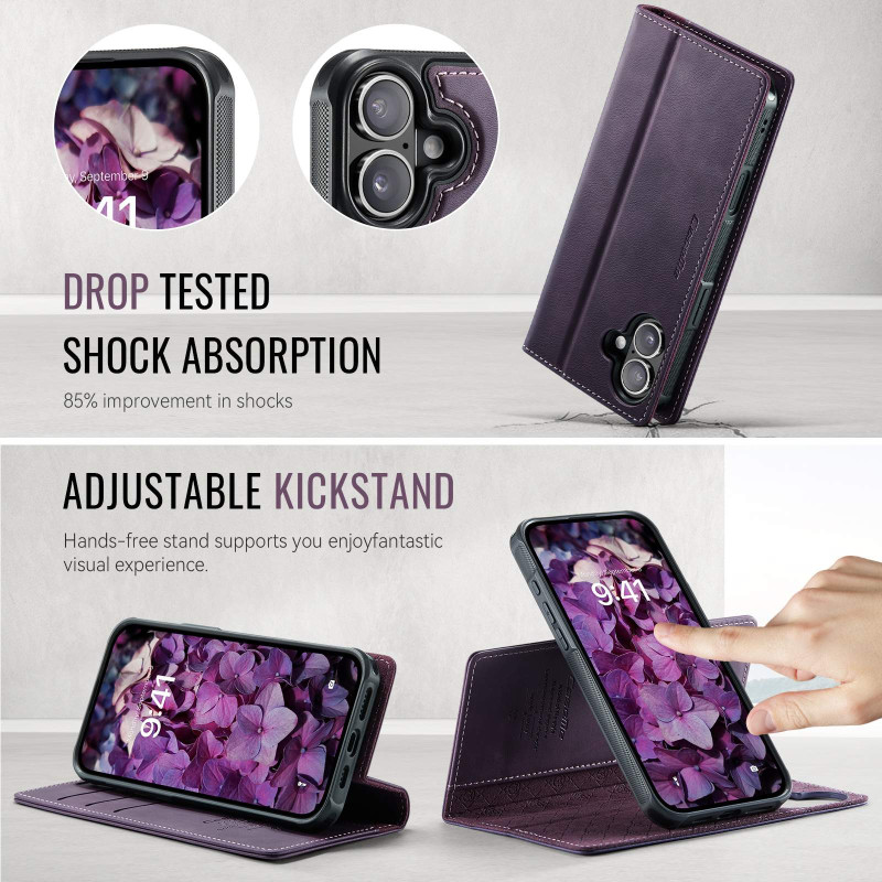 CASEME For iPhone 17 Wallet Case Magnetic Detachable RFID Blocking