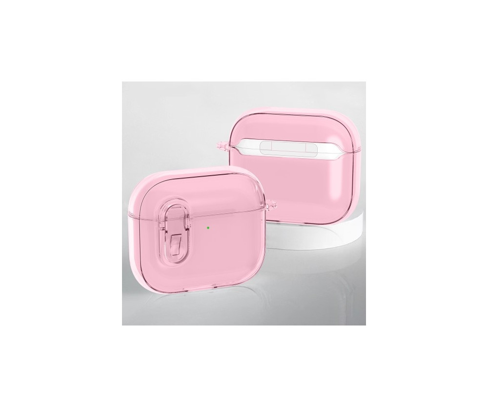 För AirPods 4 hörlurar Fodral Snap Switch Ice Crystal Clear Skal - Transparent Rosa