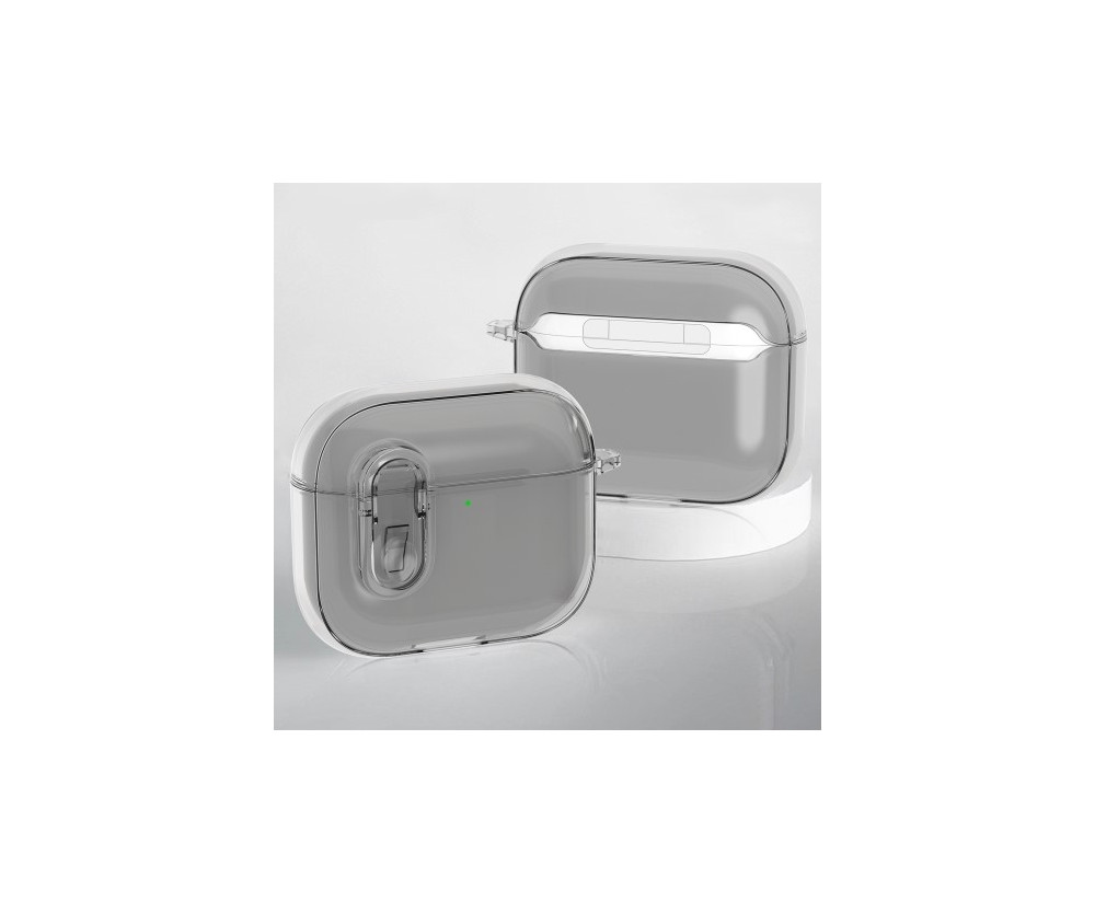 För AirPods 4 hörlurar Fodral Snap Switch Ice Crystal Clear Skal - Transparent Grå