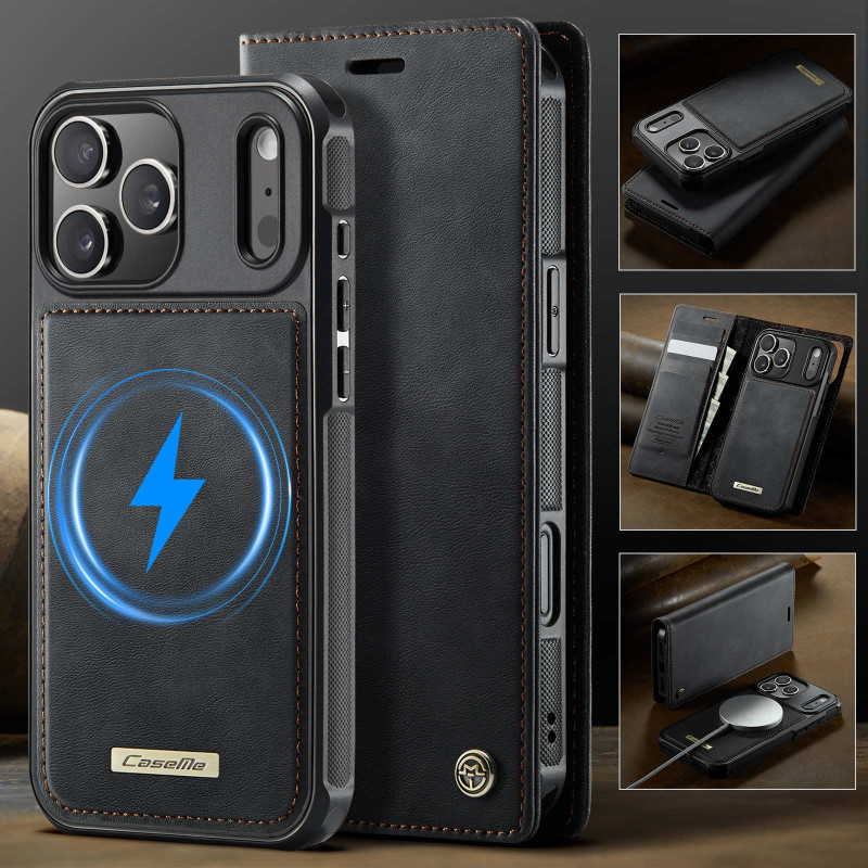 CASEME Til iPhone 17 Pro Pungcover Magnetisk Aftagelig RFID Beskyttelse - Sort