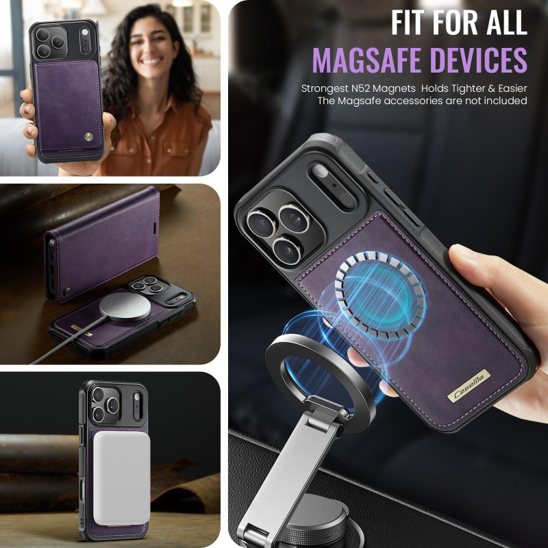 CASEME Til iPhone 17 Pro Max Lommebokdeksel Magnetisk Avtakbar RFID Beskyttelse 