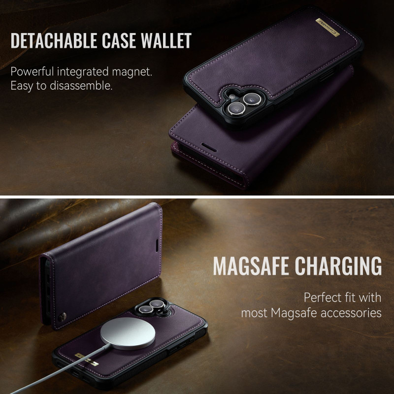 CASEME For iPhone 16 Wallet Case Magnetic Detachable RFID Blocking 