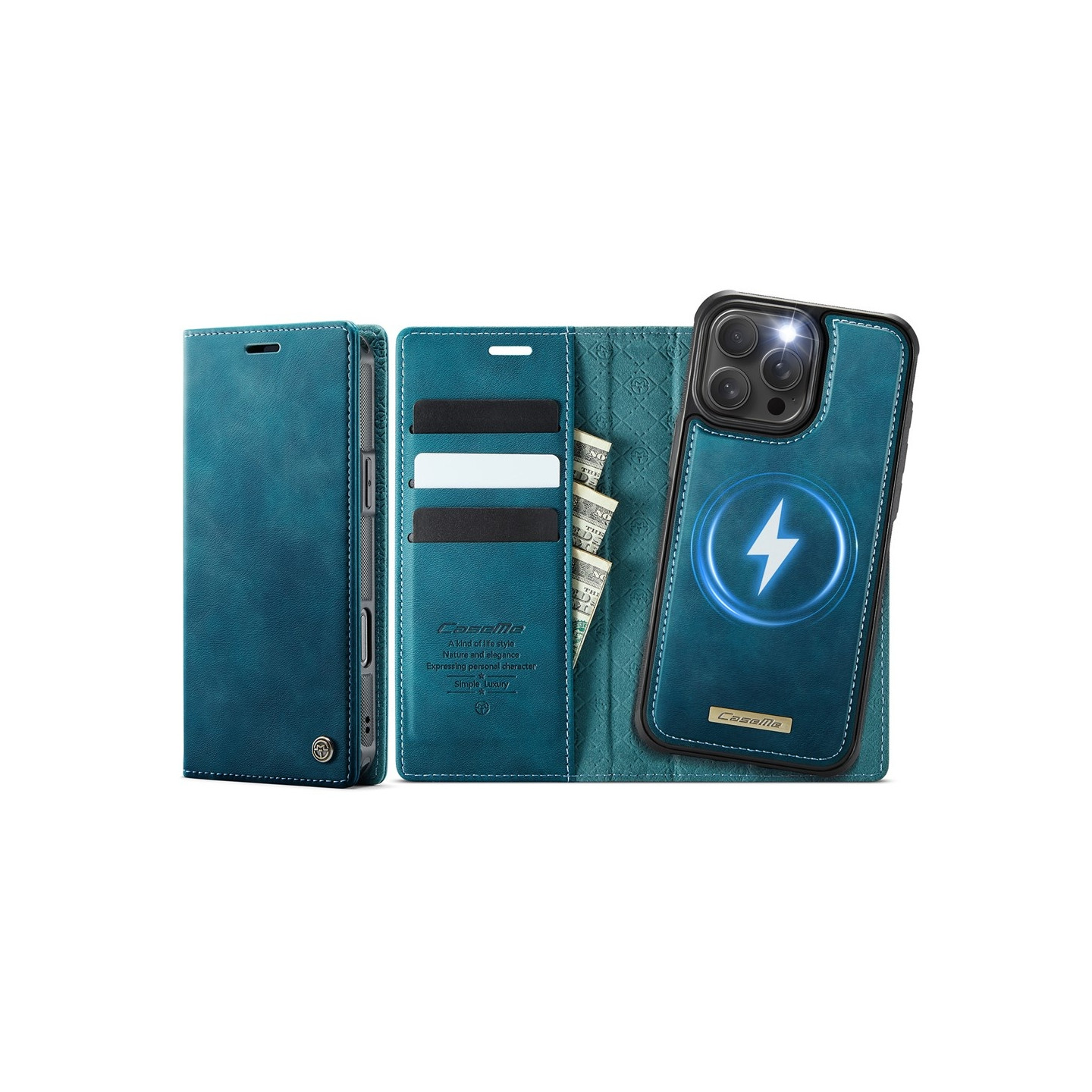 CASEME For iPhone 16 Pro Wallet Case Magnetic Detachable RFID Blocking