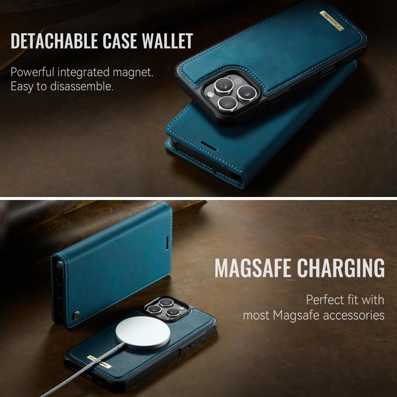 CASEME Til iPhone 16 Pro Lommebokdeksel Magnetisk Avtakbar RFID Beskyttelse