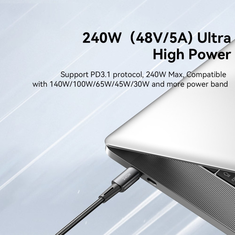 ESSAGER 2m USB-C til USB-C PD 240W Ladekabel Datakabel Hurtig opladning