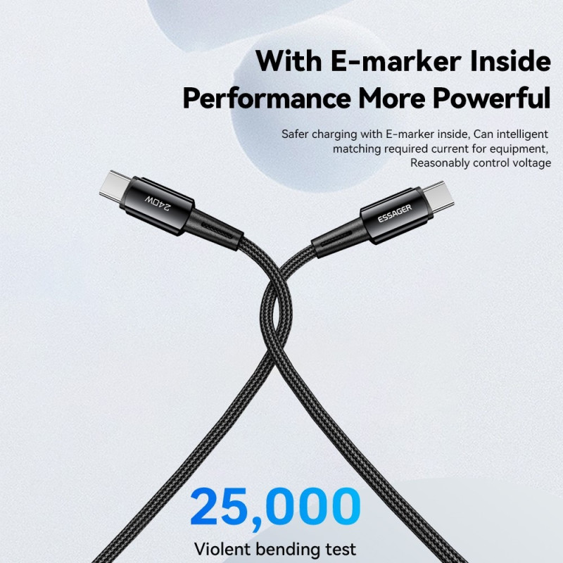 ESSAGER 2m USB-C to USB-C PD 240W Charging Cable Data Cable Fast Charging