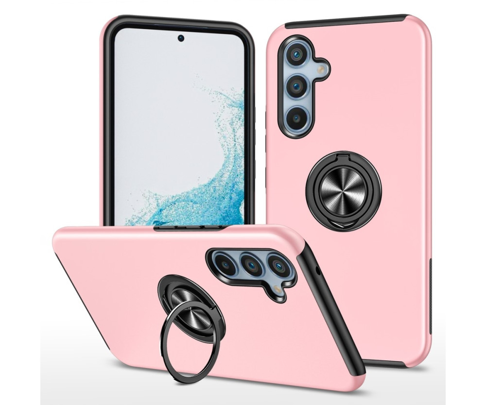 Till Samsung Galaxy A16 5G / A16 4G Hybridskal med Roterbar Ringhållare - Rosa