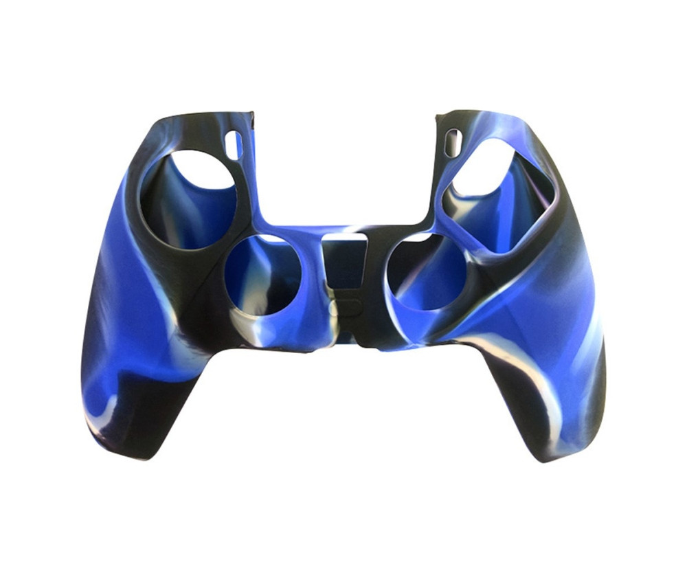 Playstation 5 / PS5 Silikon Skin Skal Fodral Camouflage Anti-Slip Skydd - Blå Vit Svart