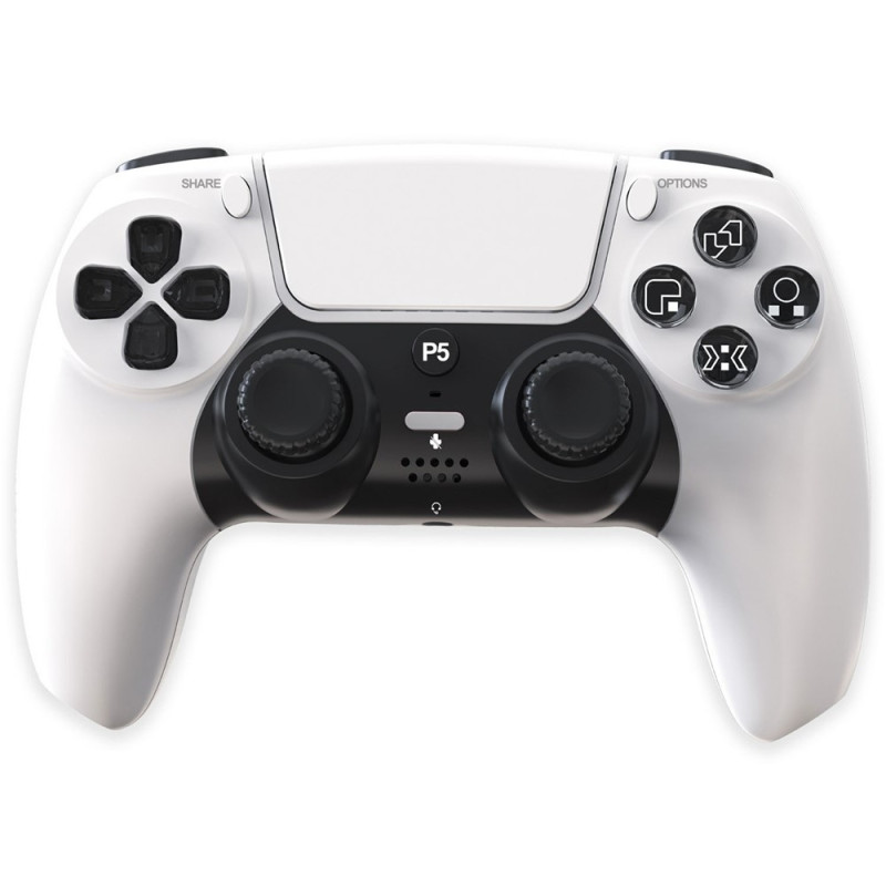 Wireless Game Controller Compatible with PS5 6-Axis Gyroscope Double Vibration - White