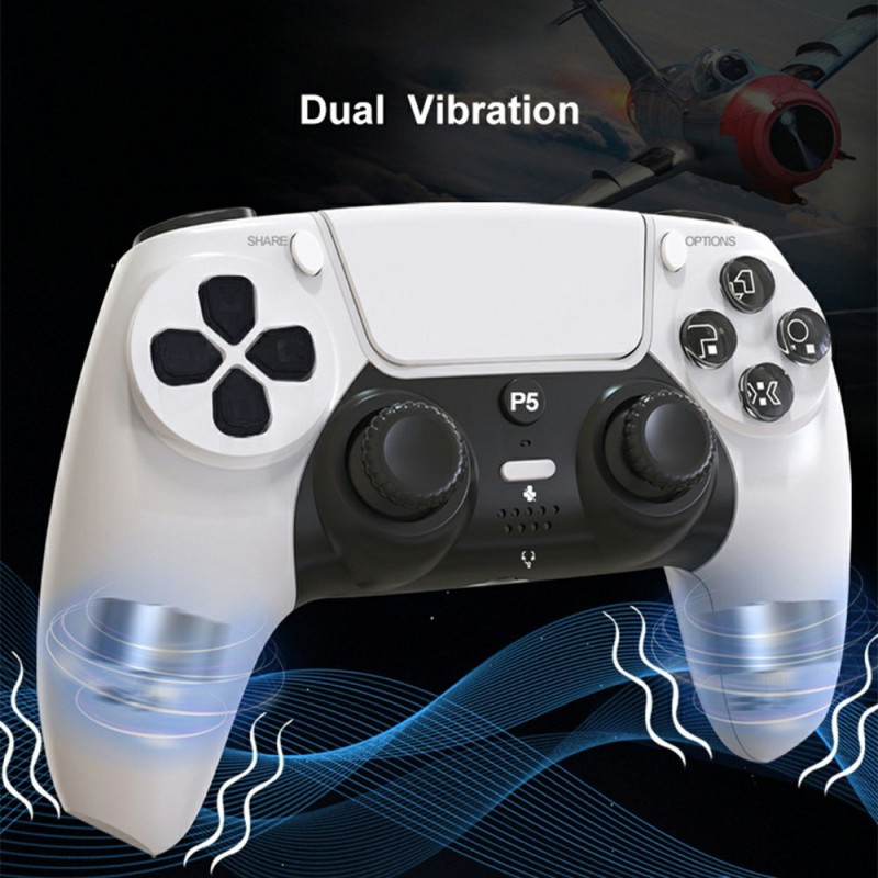 Wireless Game Controller Compatible with PS5 6-Axis Gyroscope Double Vibration - Black