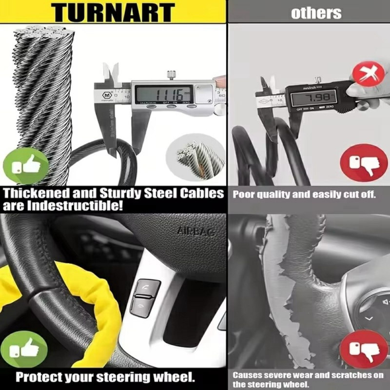 70 cm Steering Wheel Lock Thickened Steel Wire Anti-Theft Lock with 3 Keys