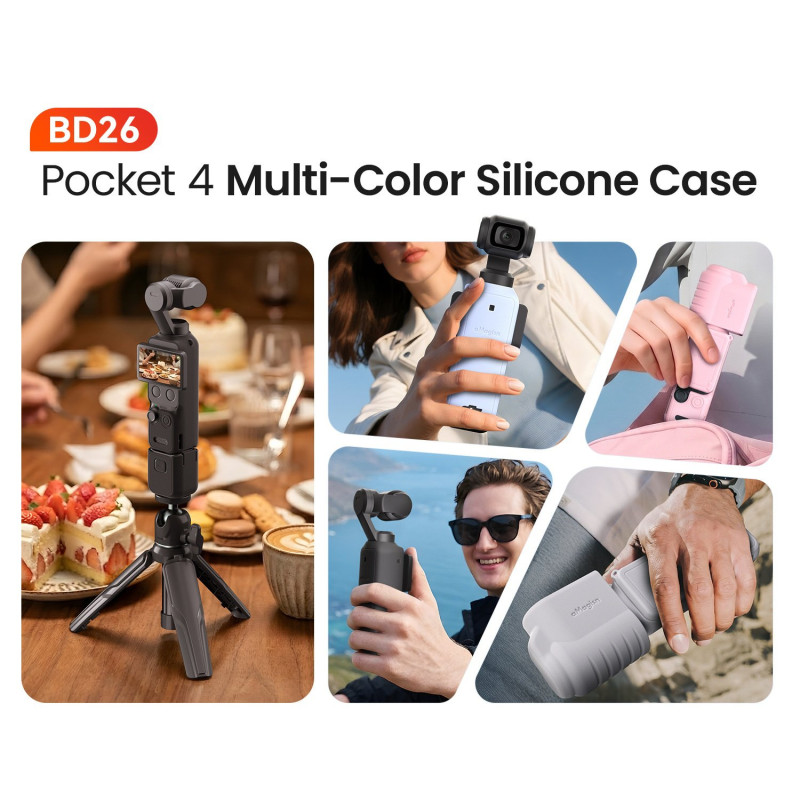 DJI Osmo Pocket 4 -suojakotelo, koko kehon suojaava iskunkestävä silikonikotelo
