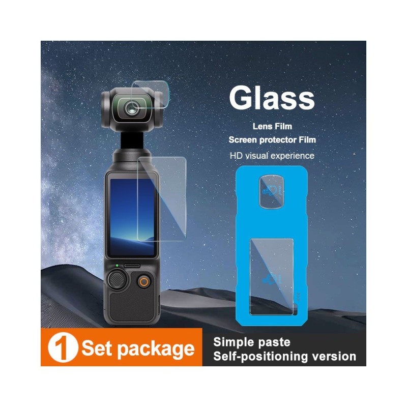 IMAK For DJI Osmo Pocket 4 Herdet Glass Skjermbeskytter + Linsefilmsett med Selvposisjoneringsramme