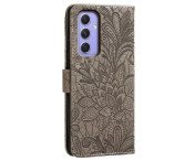 Till Samsung Galaxy A16 5G / A16 4G fodral i PU-läder med Blommönster - Grå