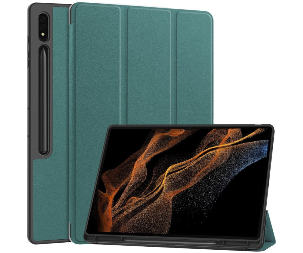 För Samsung Galaxy Tab S10 Ultra Stativfodral Stötsäkert med Pennhållare - Grön