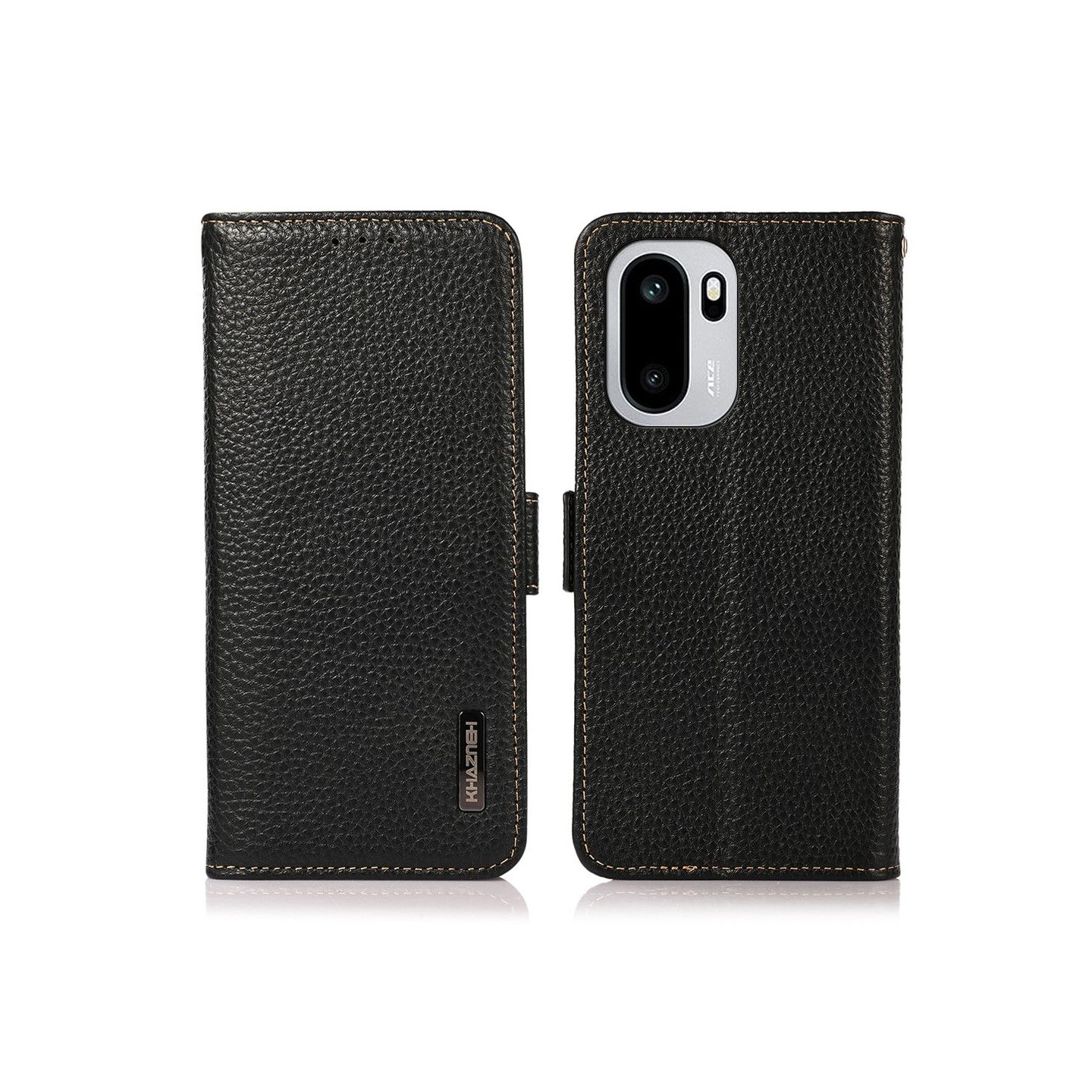 KHAZNEH Phone Wallet Case For OnePlus 15R 5G / Ace 6 5G / Ace 6T 5G Genuine Cow Leather RFID Blocking