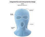 Vinter Helansikte Mask Tre-håls Balaclava Stickad Hatt Hals Damask - Gul