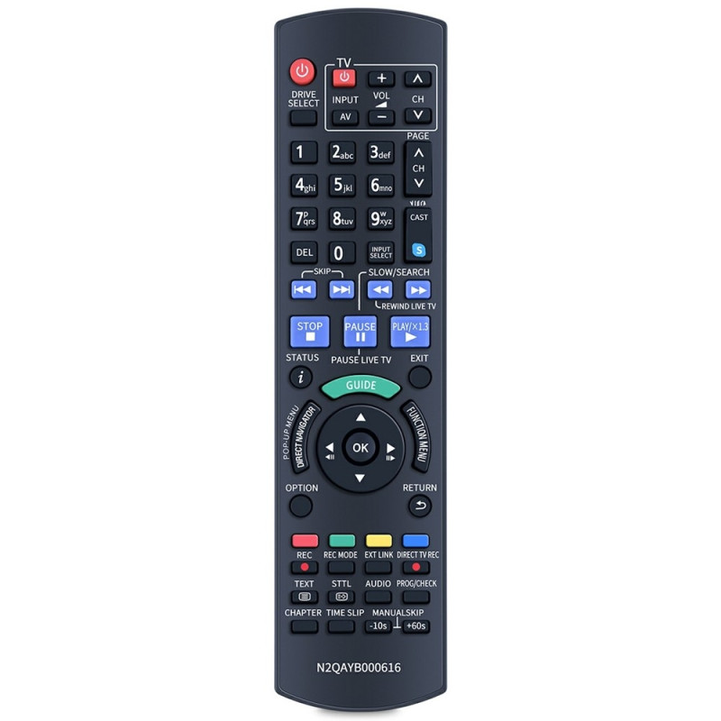 Udskiftning af fjernbetjening til N2QAYB000616 til Panasonic Blu-ray DVD-afspiller
