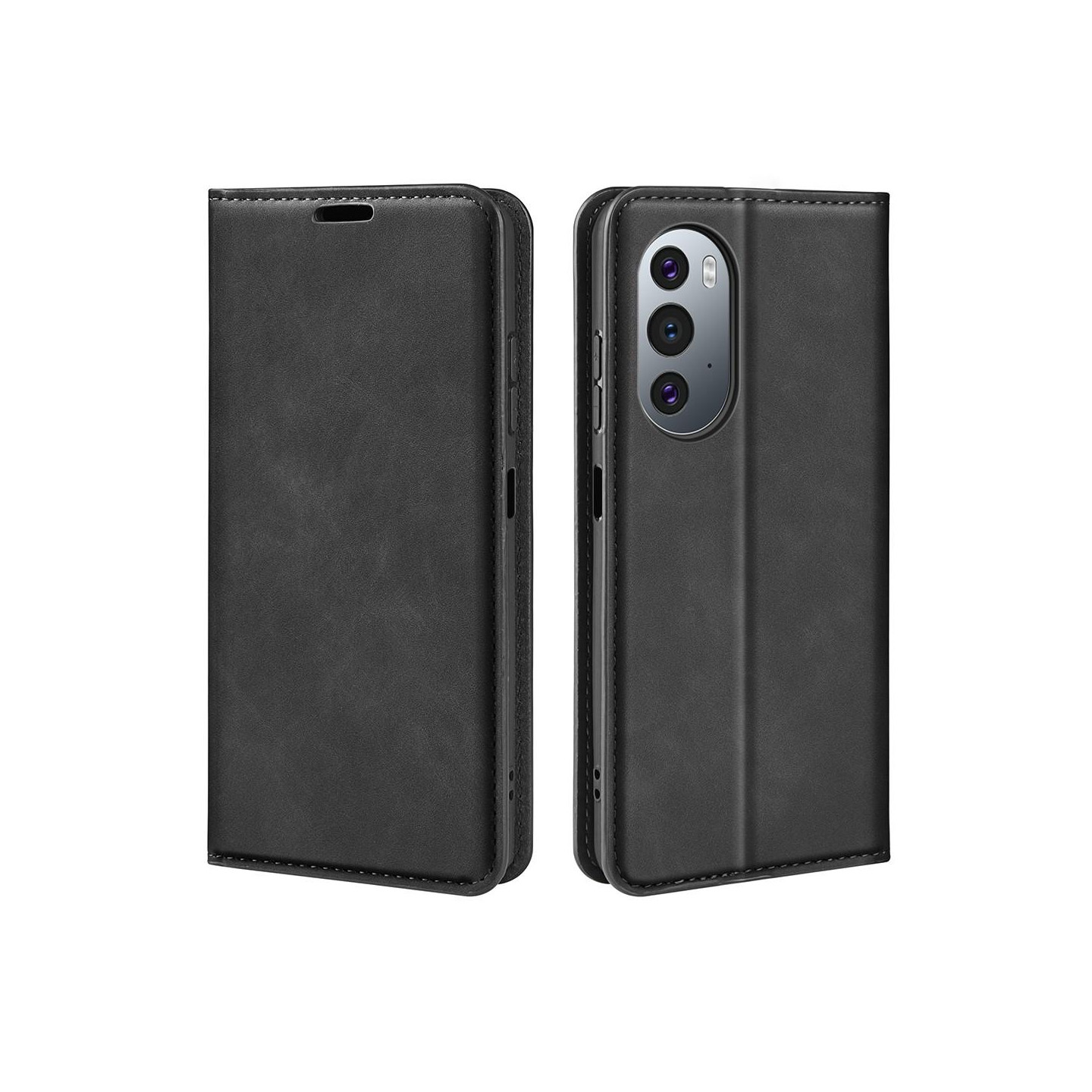 Wallet Stand Phone Case for Motorola Edge 30 Pro - Black